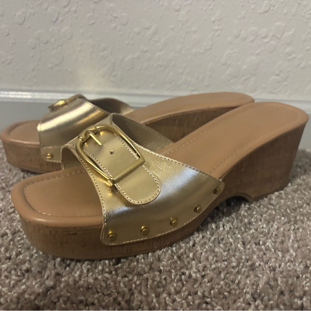 Gold Slide Sandals